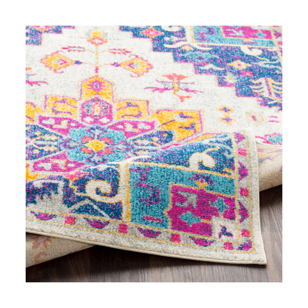 Maitland 36 X 24 inch Dark Blue/Aqua/Saffron/Bright Orange/Bright Pink Rugs, Rectangle