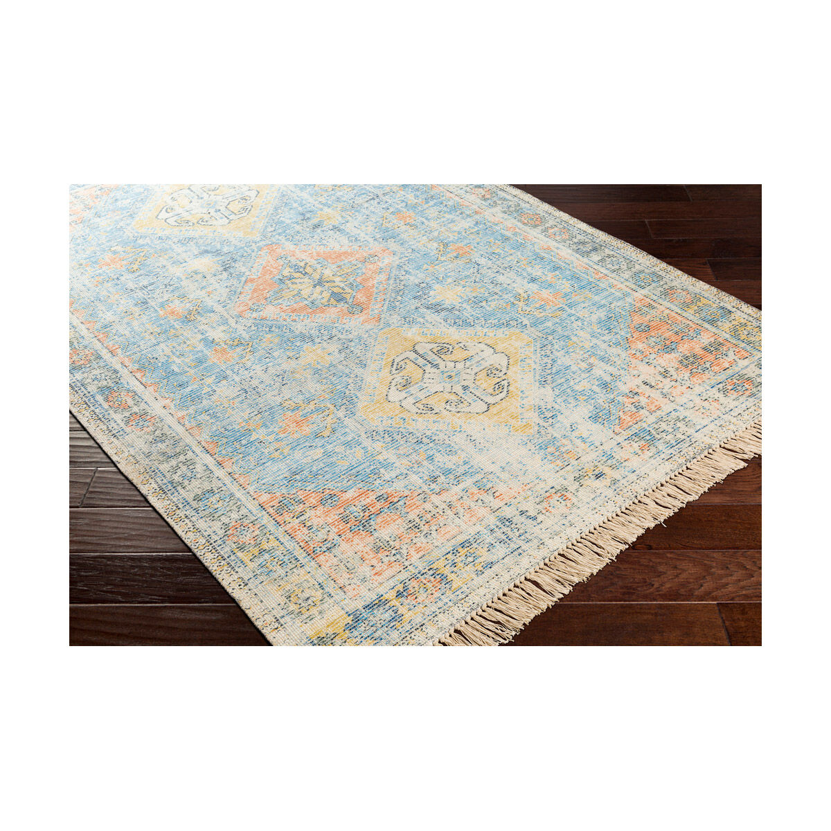 Sabene 48 X 27 inch Sky Blue/Burnt Orange/Lime/Navy/Dark Green/White Rugs