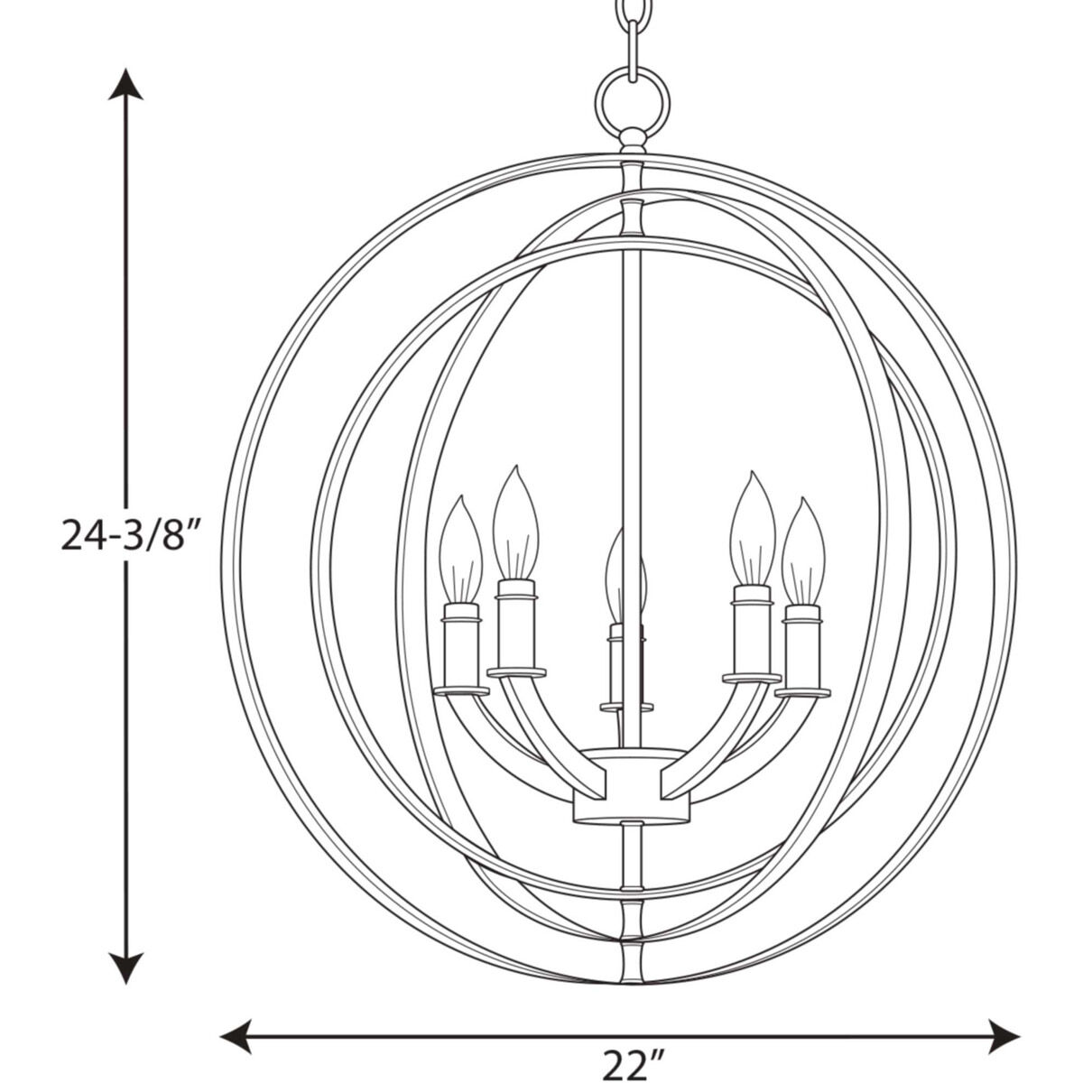 Buster 5 Light 22 inch Burnished Silver Chandelier Ceiling Light
