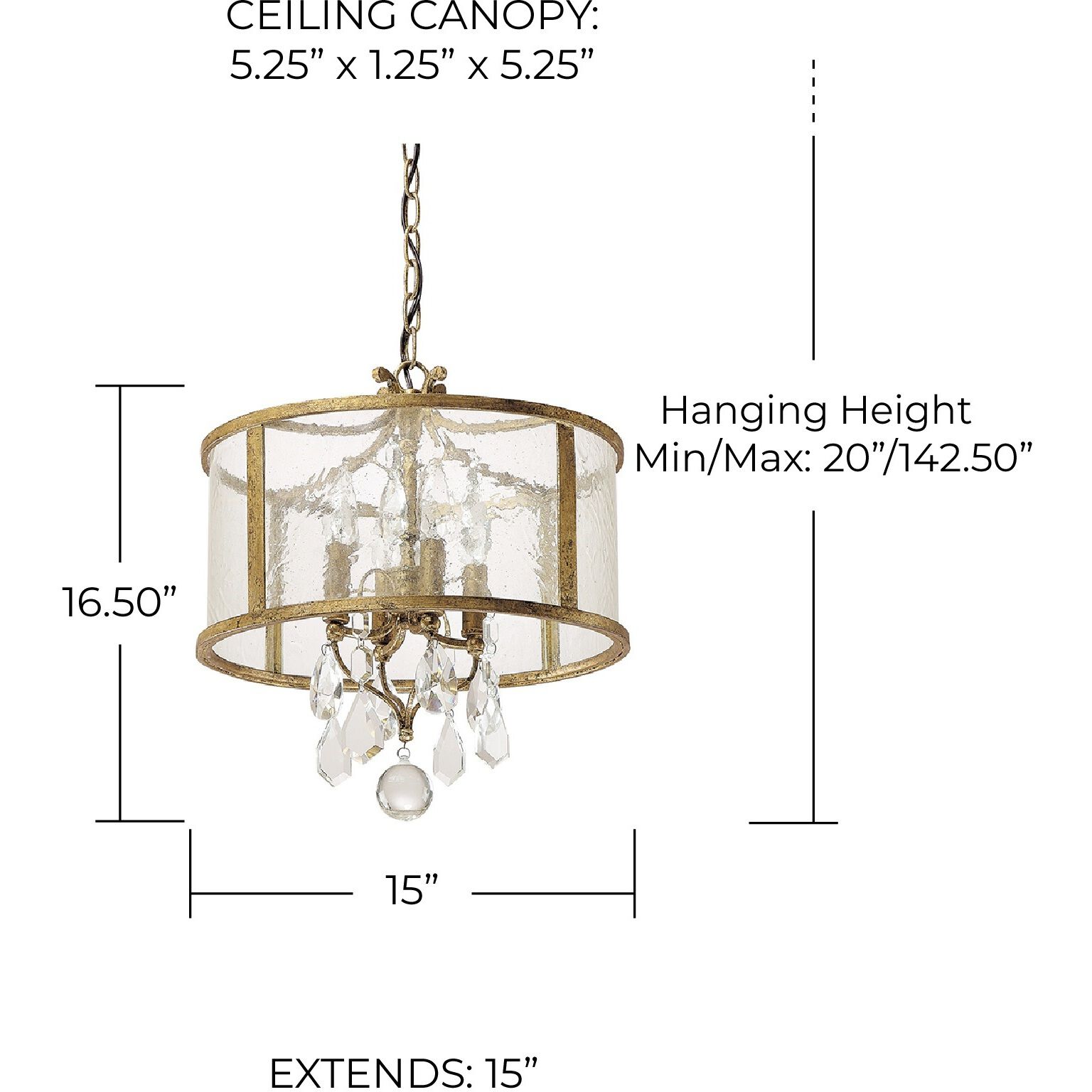 Dudley 4 Light 15 inch Antique Gold Pendant Ceiling Light