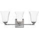 Booker 3 Light 20 inch Polished Nickel Vanity Light Wall Light