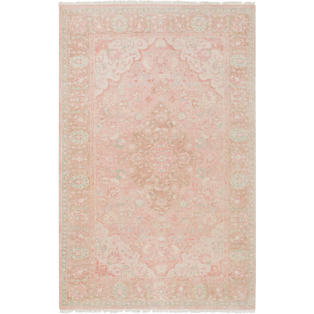 Vesta 102 X 66 inch Rose/Bright Pink/Sage/Camel/Cream Rugs, Wool
