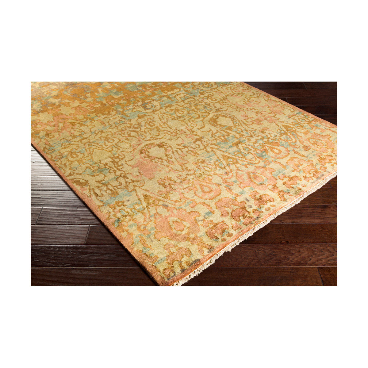 Desmond 102 X 66 inch Camel/Lime/Aqua/Mauve/Emerald/Rose/Dark Green Rugs, Wool