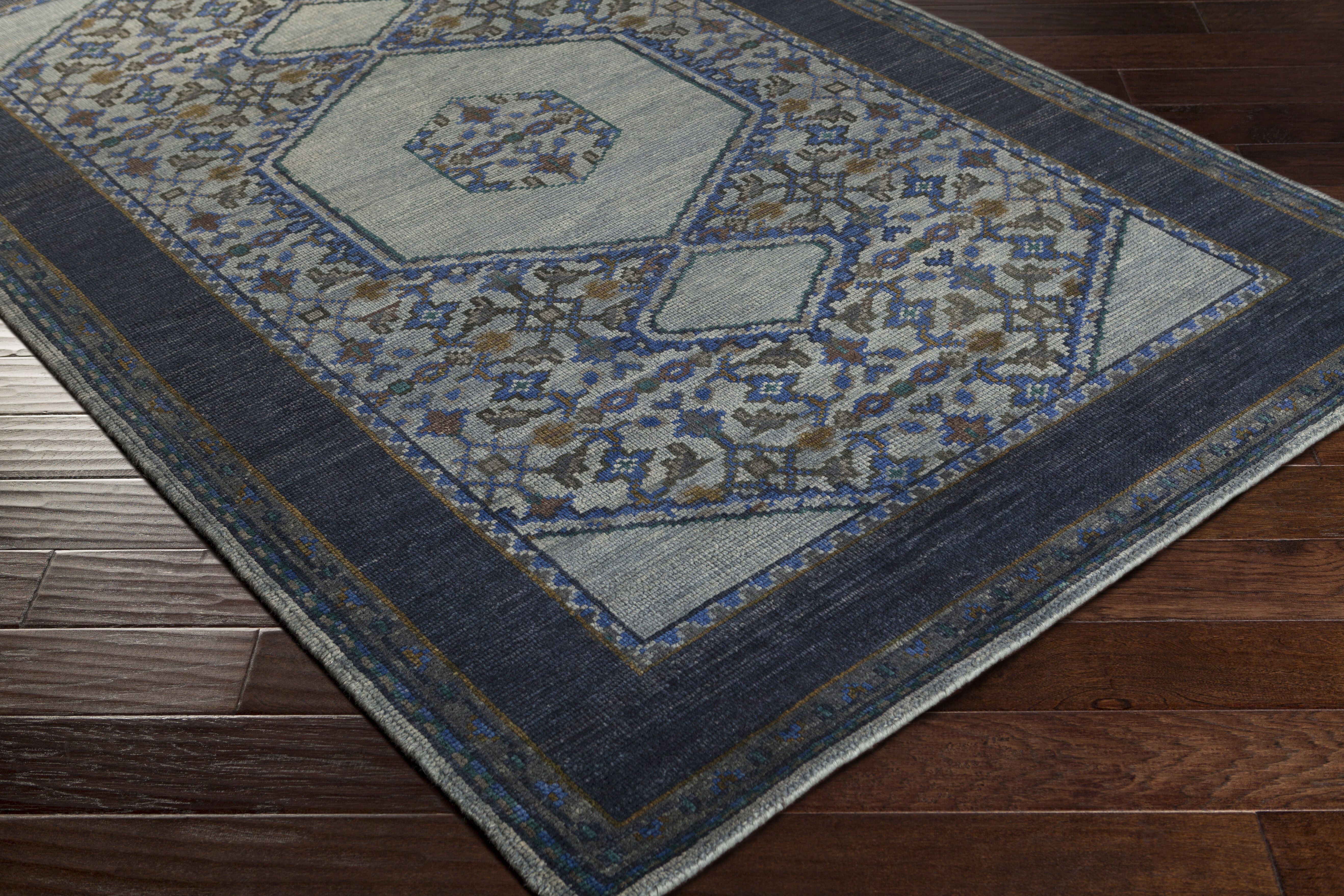 Loren 102 X 66 inch Blue Rug, Rectangle