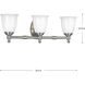Juno 3 Light 25 inch Brushed Nickel Bath Vanity Wall Light, Delta