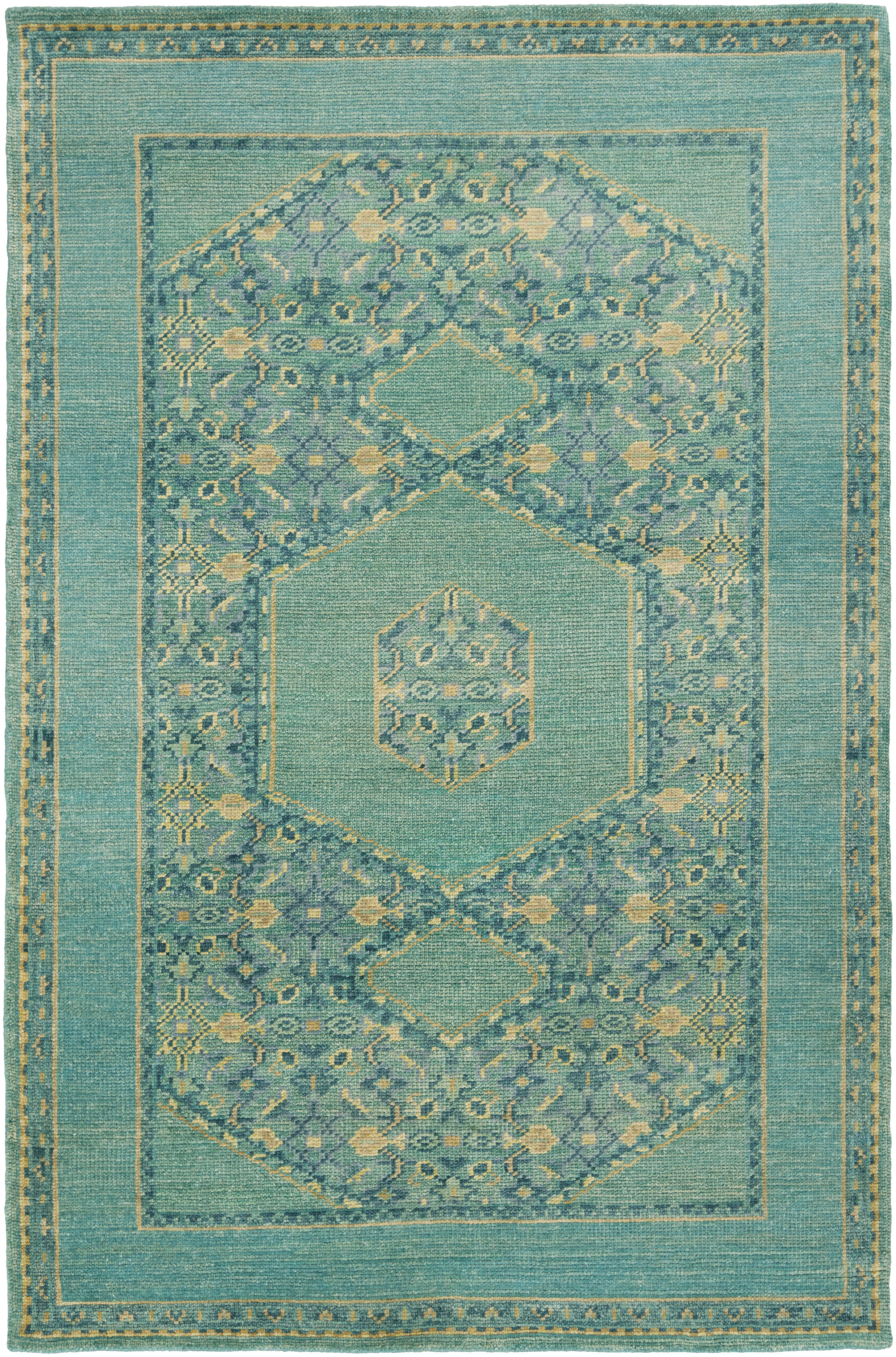 Loren 102 X 66 inch Medium Green Rug, Rectangle