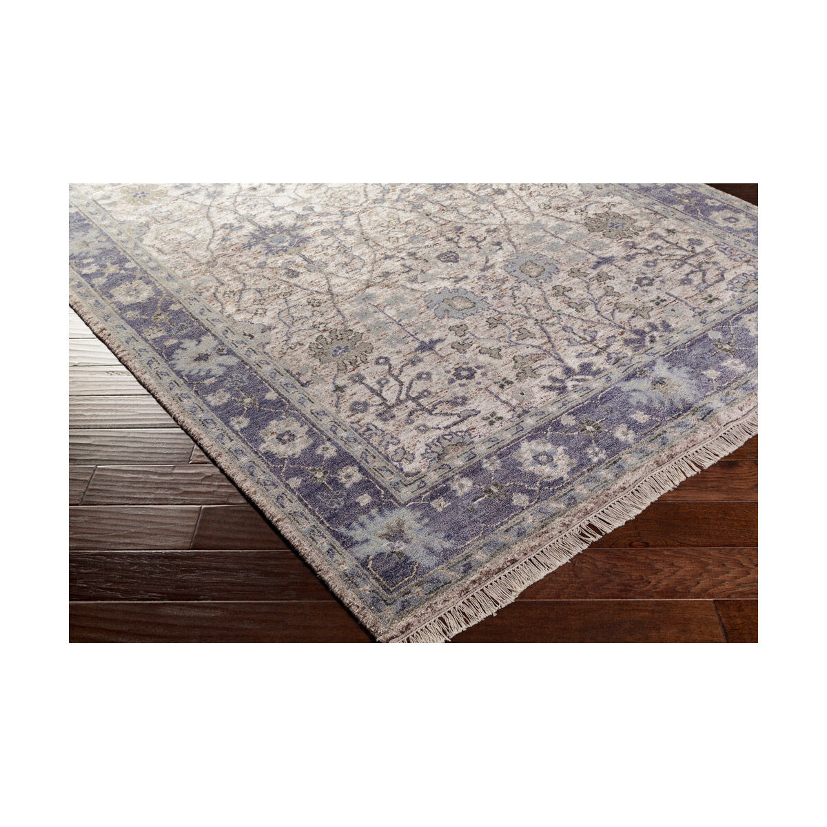Maida 36 X 24 inch Navy/Sea Foam/Dark Brown/Cream Rugs, Wool and Viscose