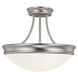 Booker 3 Light 14 inch Matte Nickel Semi-Flush Mount Ceiling Light