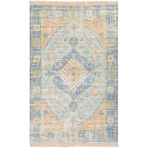 Sabene 90 X 60 inch Sky Blue/Burnt Orange/Lime/Navy/Dark Green/White Rugs