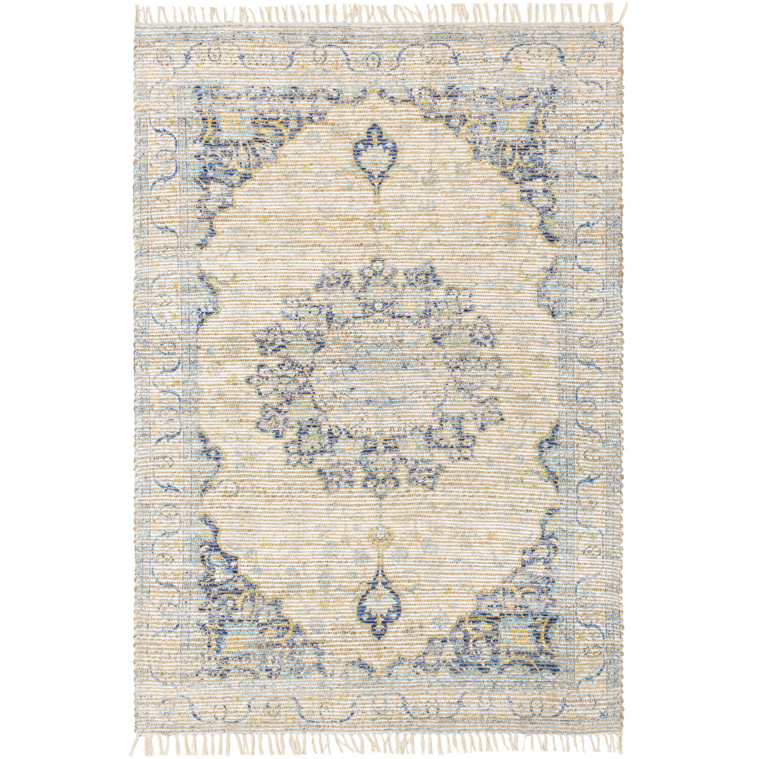 Nelson 90 X 60 inch Dark Blue/White/Khaki/Aqua/Saffron Rugs