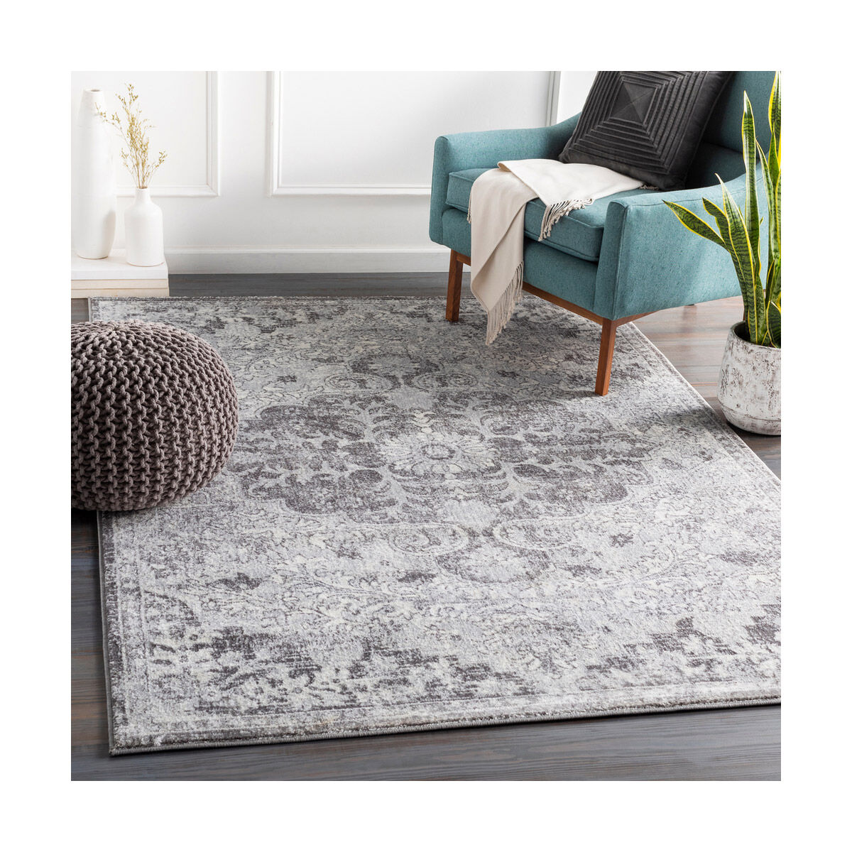 Speck 87 X 63 inch Silver Gray/White/Charcoal Rugs