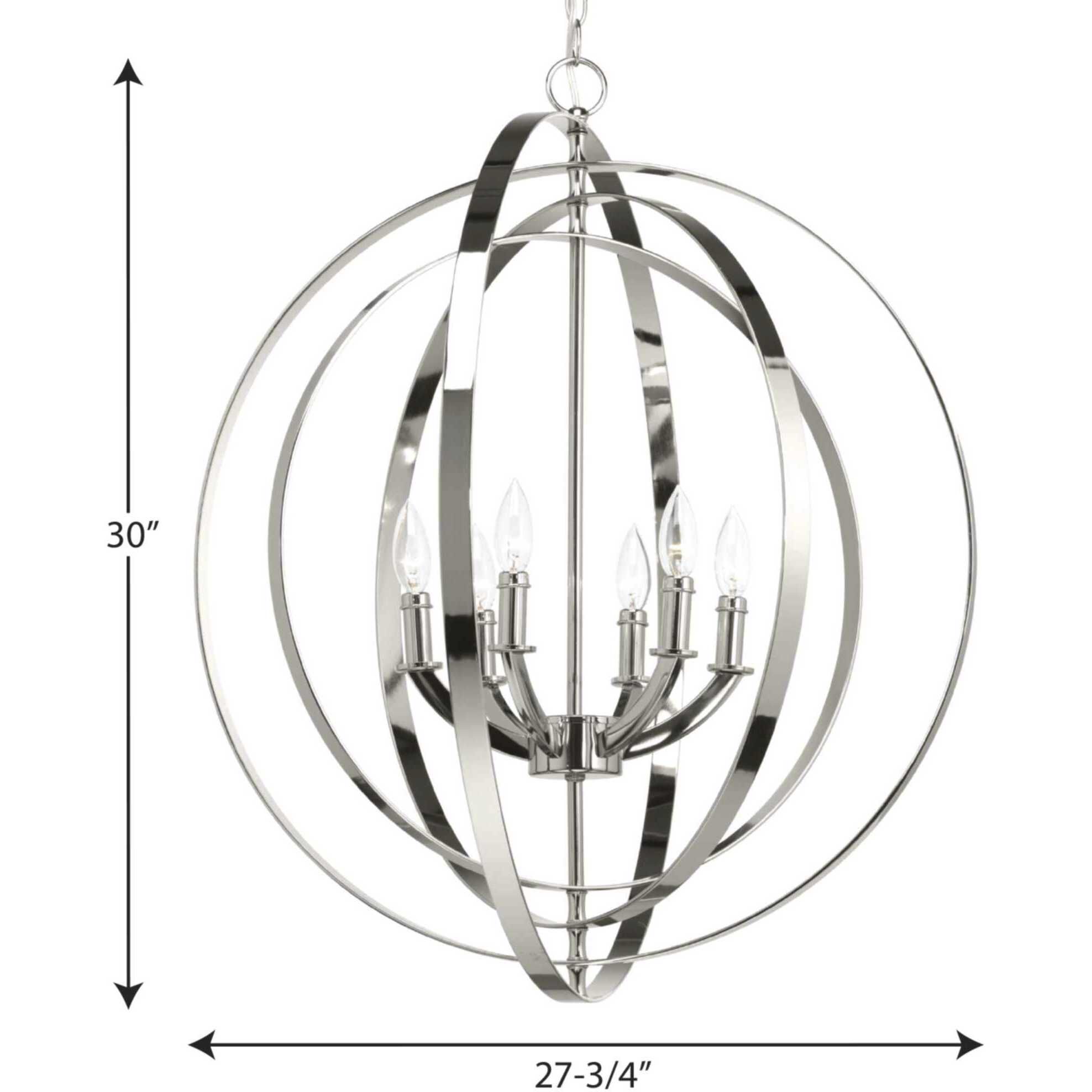 Buster 6 Light 27.75 inch Polished Nickel Foyer Pendant Ceiling Light