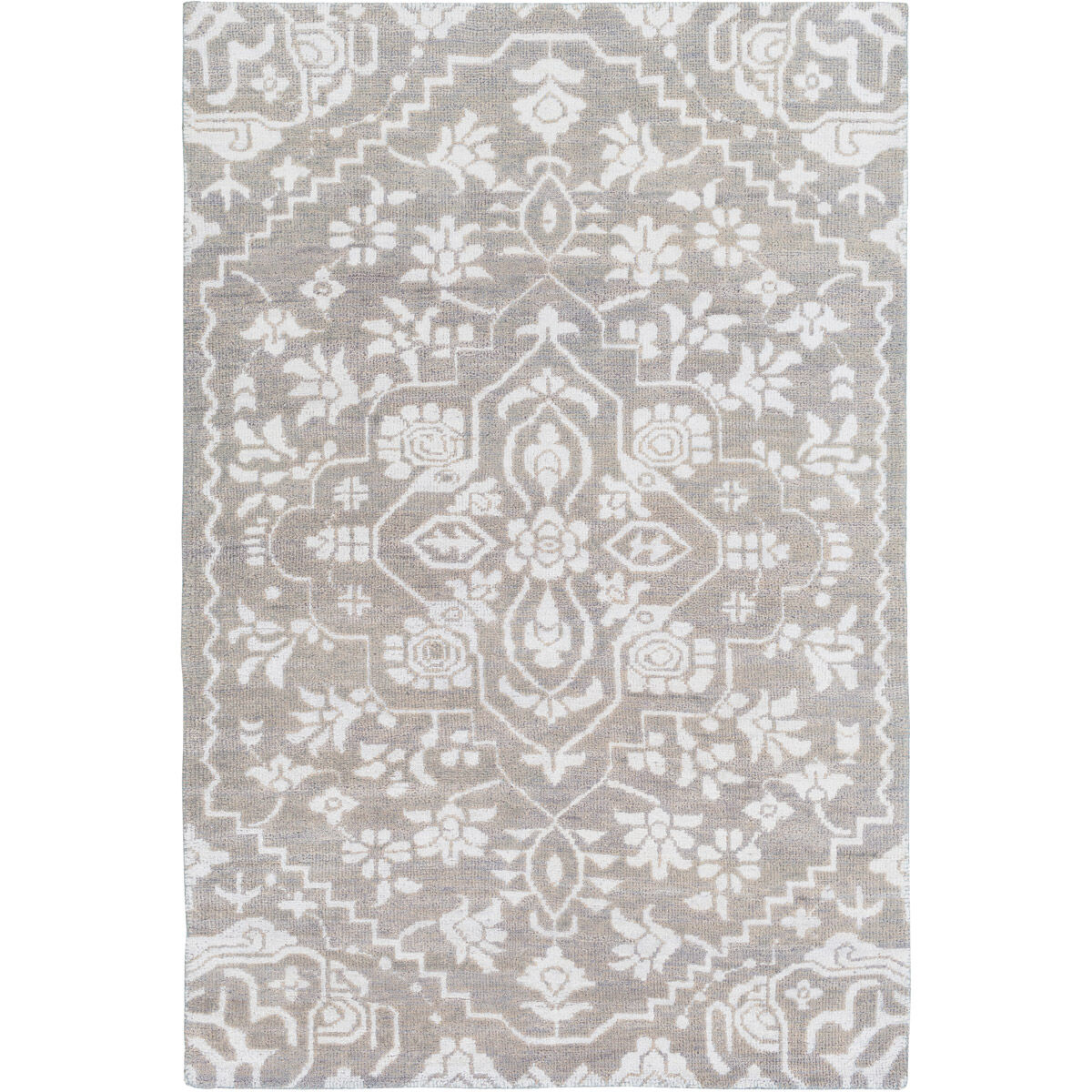 Varrius 108 X 72 inch Light Gray/Silver Gray Rugs, Wool and Viscose