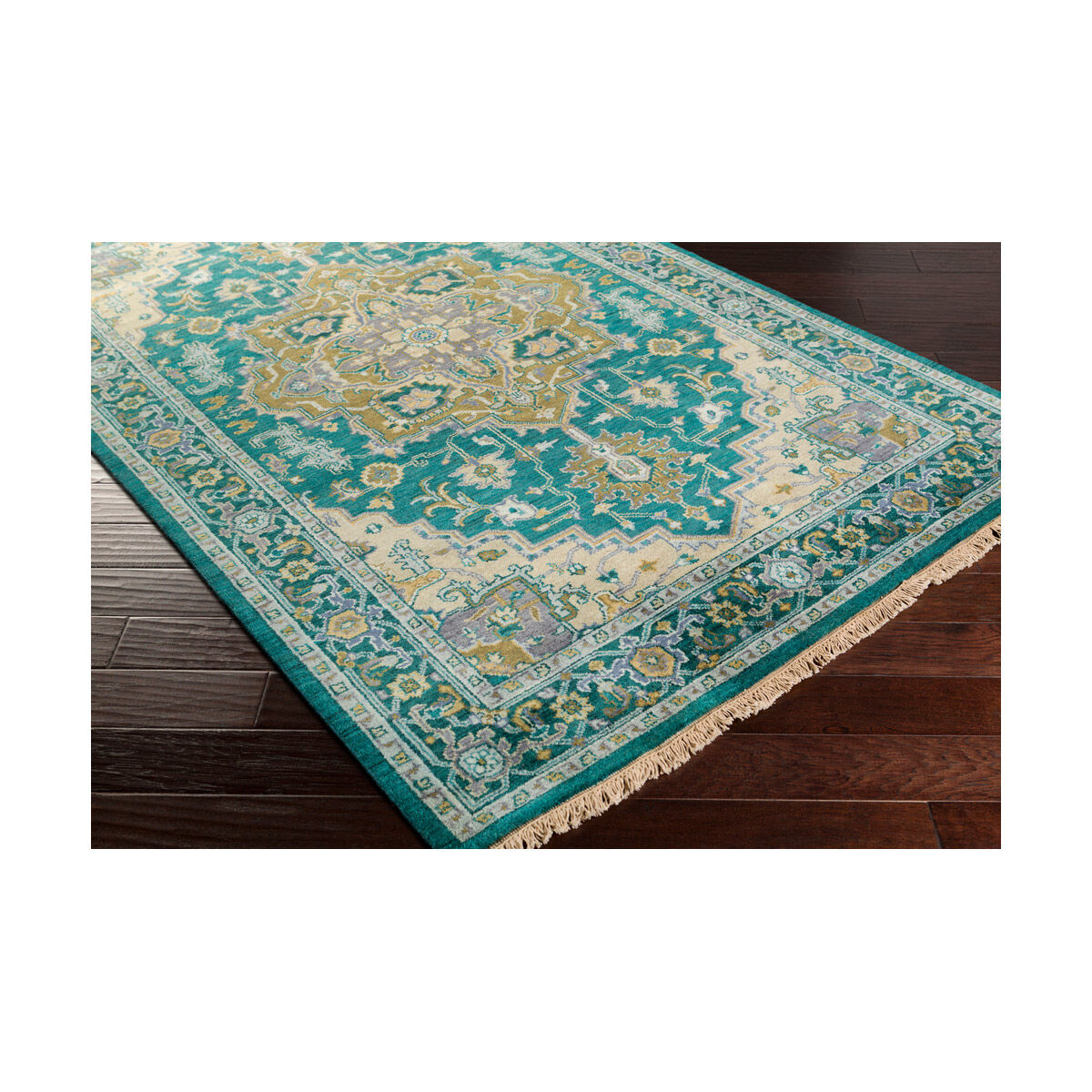 Douglas 96 X 30 inch Emerald/Olive/Khaki/Teal/Aqua/Dark Blue Rugs, Wool