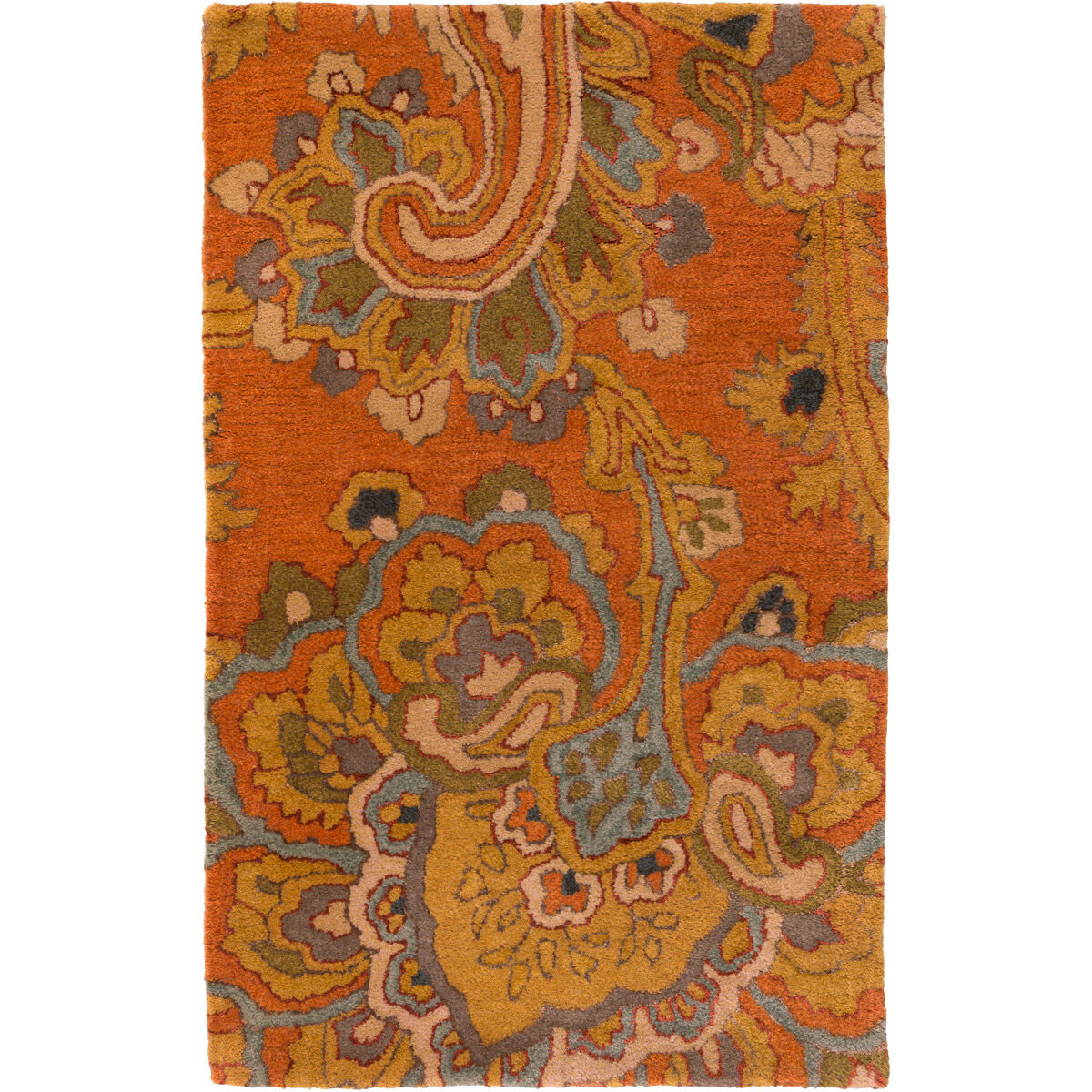 Vester 156 X 108 inch Burnt Orange/Camel/Beige/Medium Gray/Charcoal Rugs, Wool