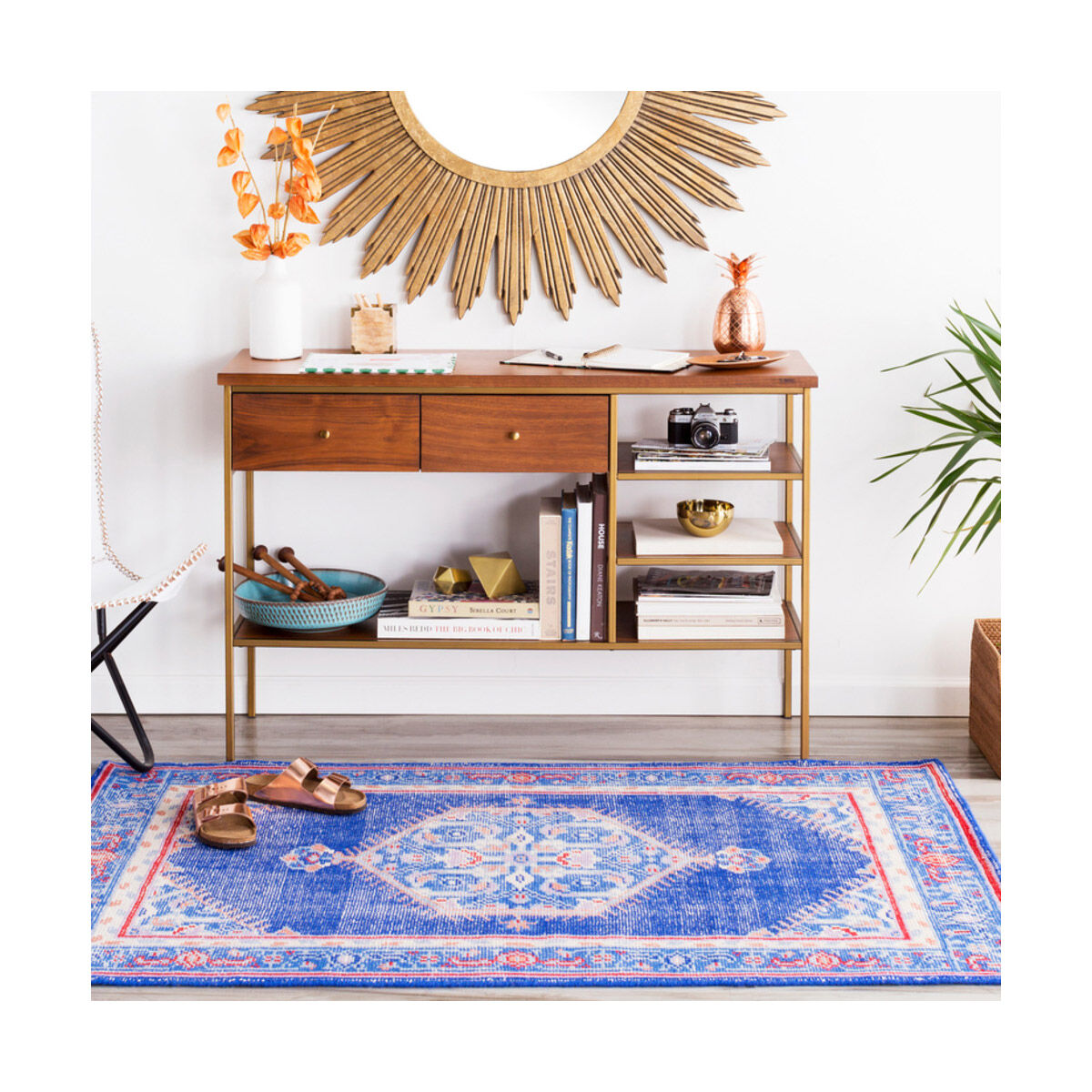 Luella 102 X 66 inch Dark Blue/Bright Red/Mauve/Camel/Denim/Khaki Rugs, Wool