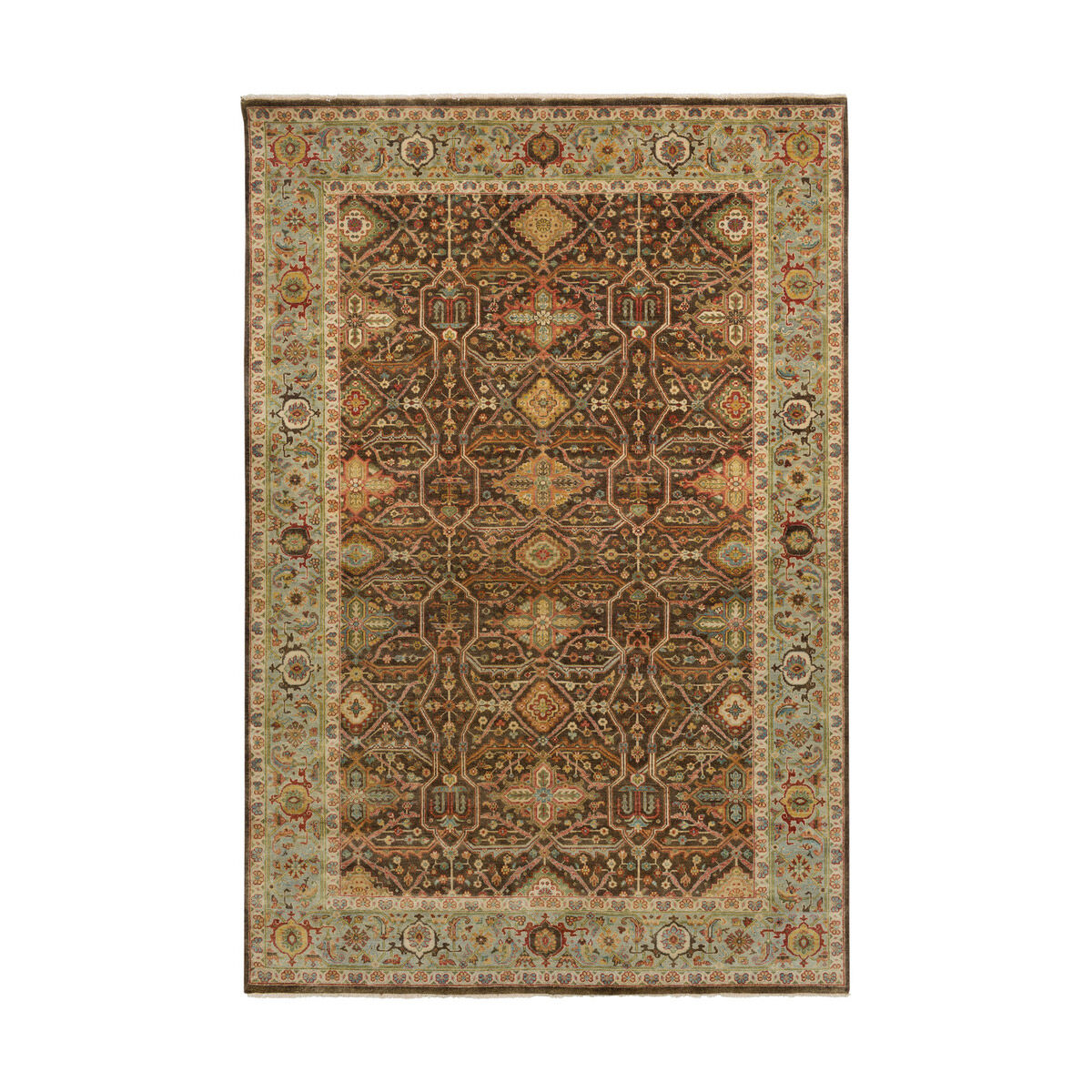 June 36 X 24 inch Dark Brown/Sea Foam/Khaki/Rust/Camel Rugs, Wool and Cotton