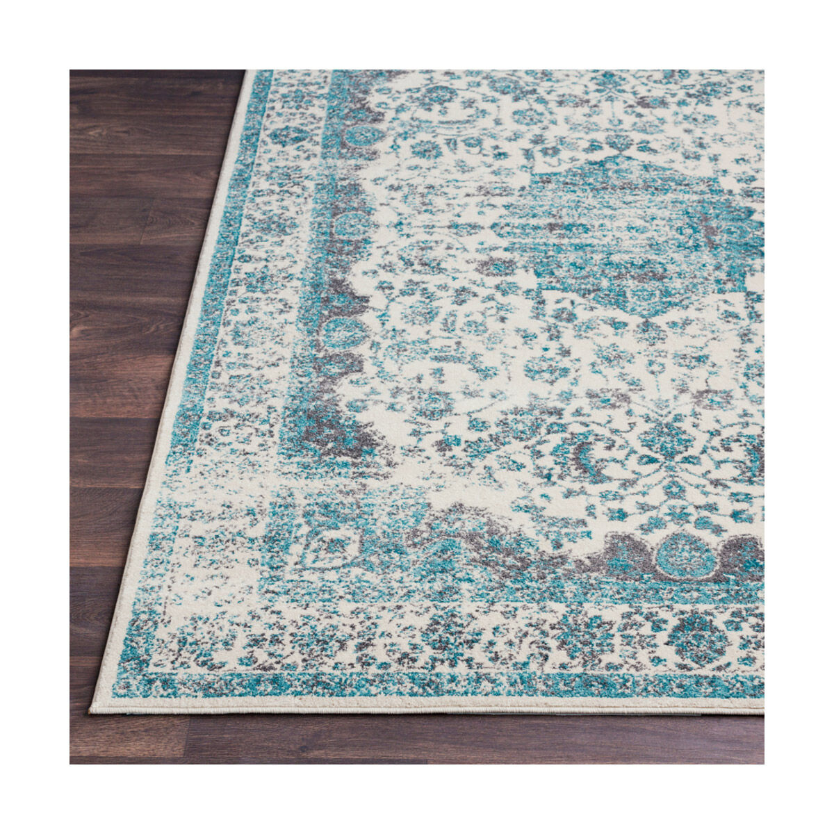 Fulton 36 X 26 inch Aqua/Teal/Medium Gray/Ivory Rugs, Polypropylene