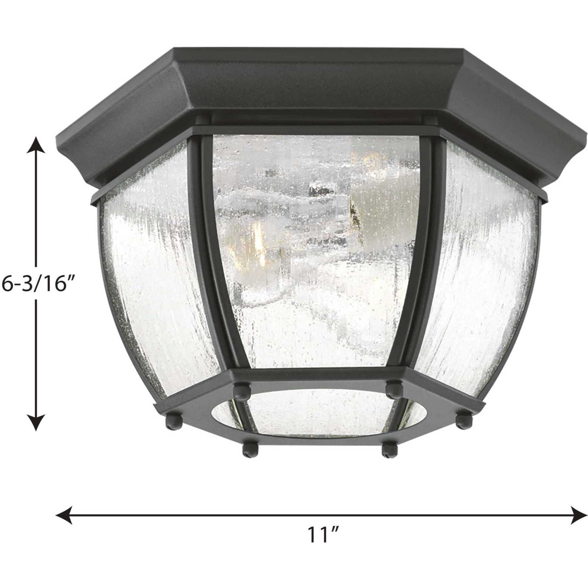Zachriel 2 Light 11 inch Textured Black Outdoor Flush Mount