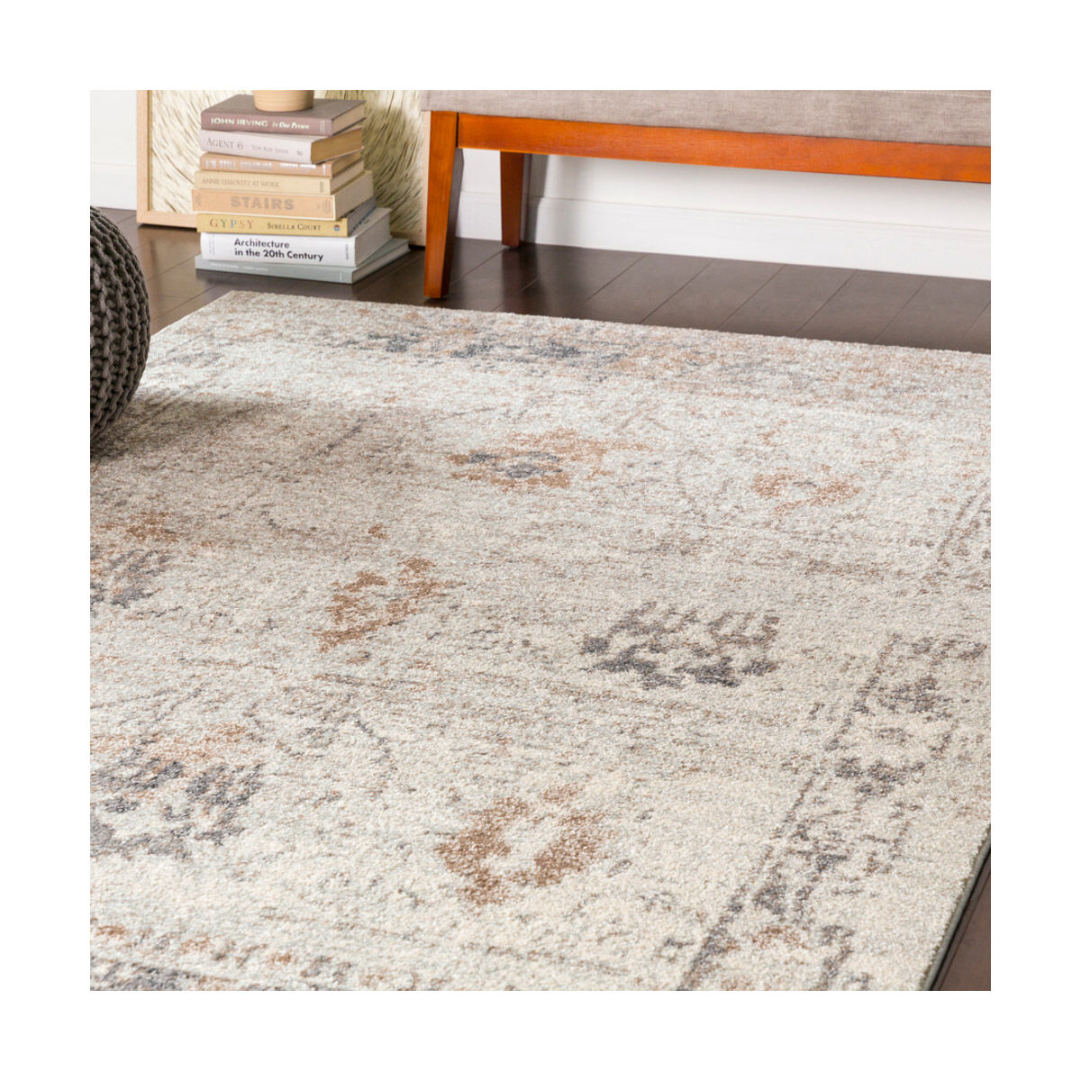 Kendrick 87 X 63 inch Medium Gray/Charcoal/Dark Brown/Camel/Ivory Rugs, Rectangle
