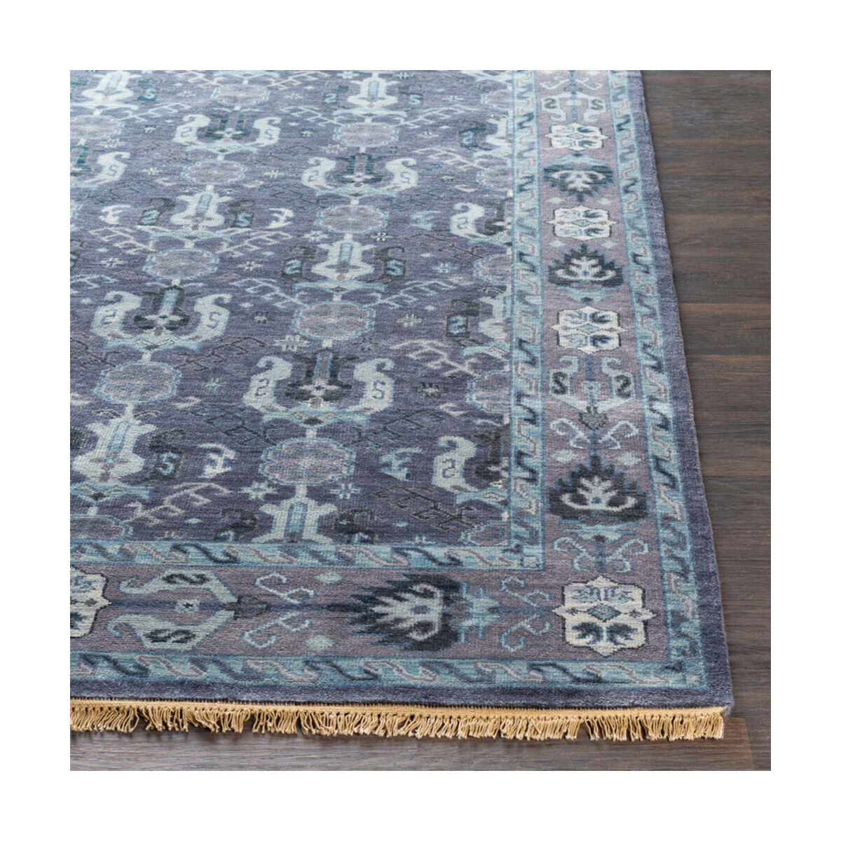 Douglas 96 inch Navy/Dark Purple/Aqua/Pale Blue Rugs, Wool