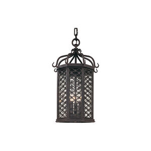 Priscilla 3 Light 12 inch Old Iron Outdoor Pendant