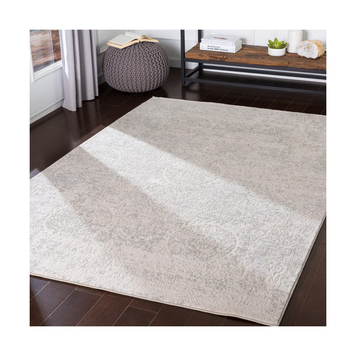 Ainsley 87 X 63 inch Light Gray Rug, Rectangle