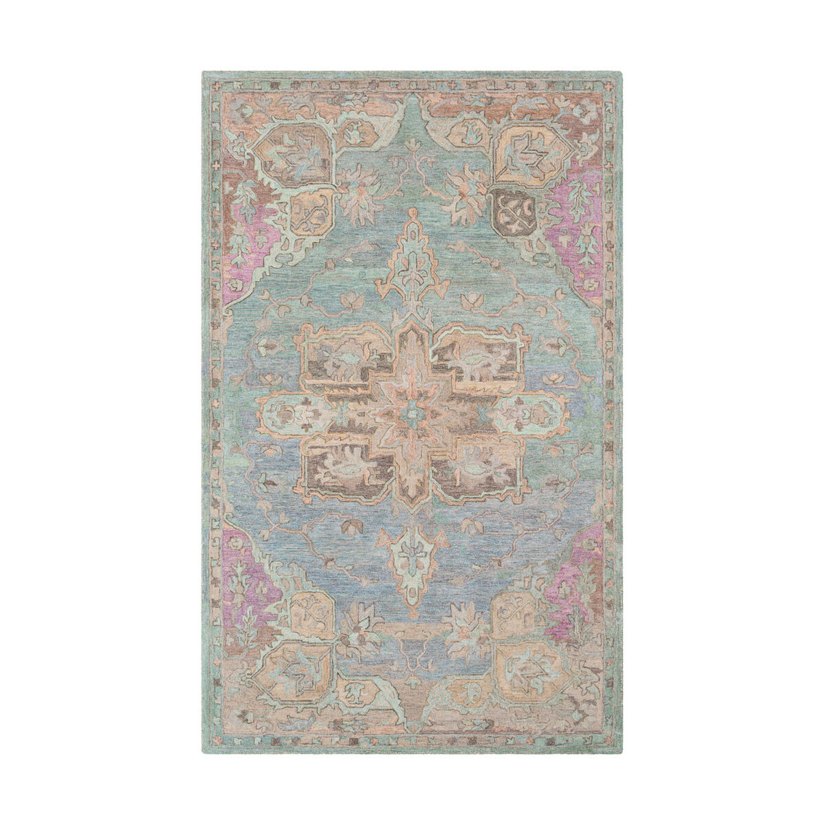 Lester 36 X 24 inch Aqua/Taupe/Grass Green/Khaki/Dark Brown/Mauve Rugs, Rectangle