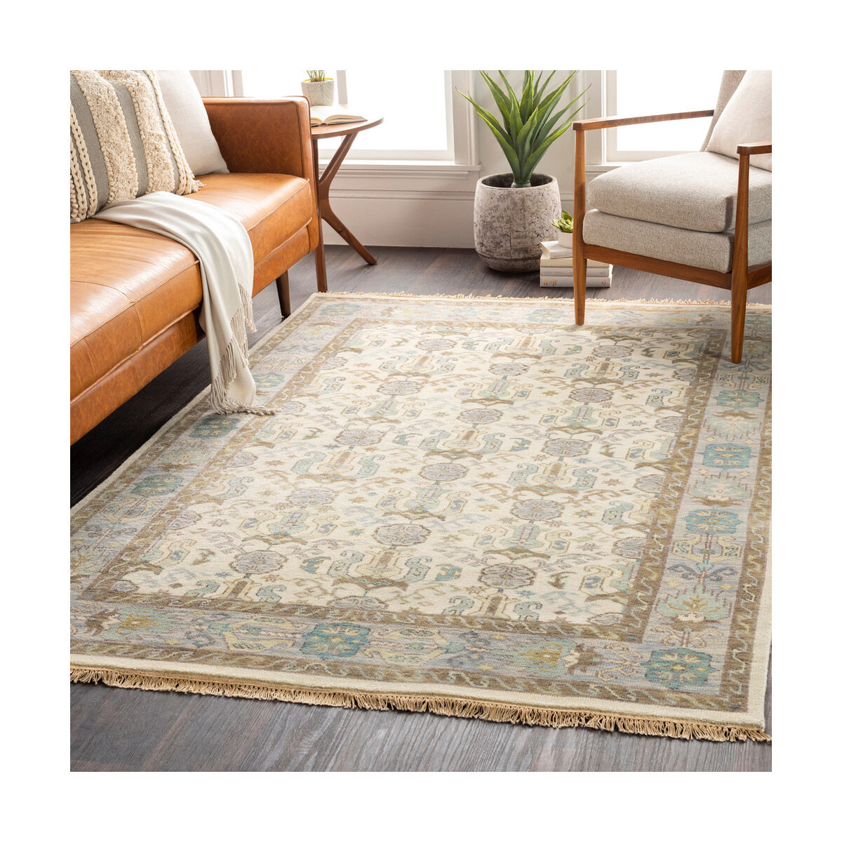 Douglas 69 X 45 inch Ivory/Denim/Olive/Teal/Moss/Mauve Rugs, Wool