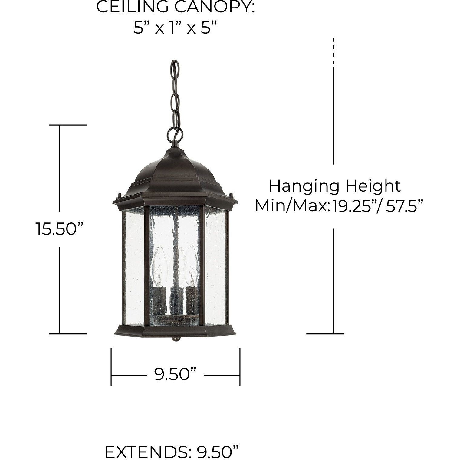 Severinus 3 Light 9.5 inch Old Bronze Outdoor Hanging Lantern