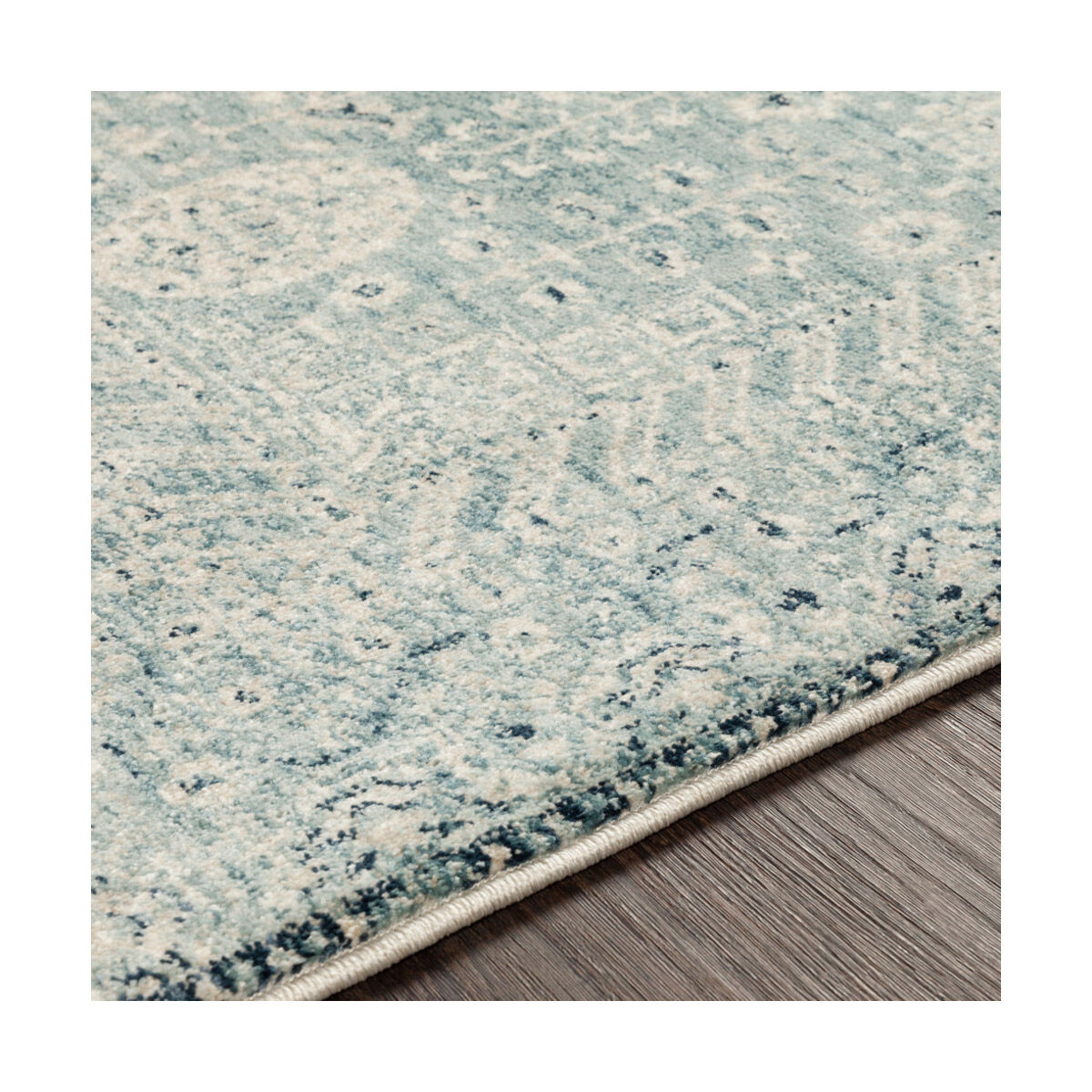 Isaac 59 X 31 inch Medium Gray/Ivory/Teal/Navy Rugs, Rectangle