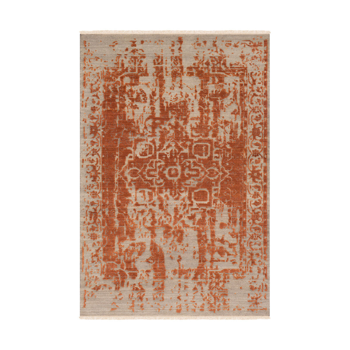 Duke 36 X 24 inch Khaki/Burnt Orange Rugs, Wool