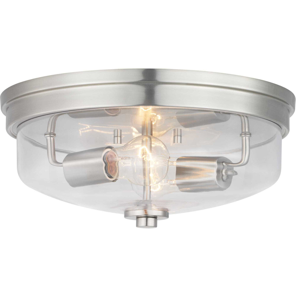 Merit 2 Light 14 inch Brushed Nickel Flush Mount Ceiling Light, Design Series