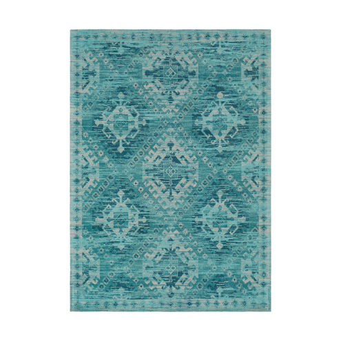 Javan 36 X 24 inch Aqua/Teal/Ivory Rugs, Cotton