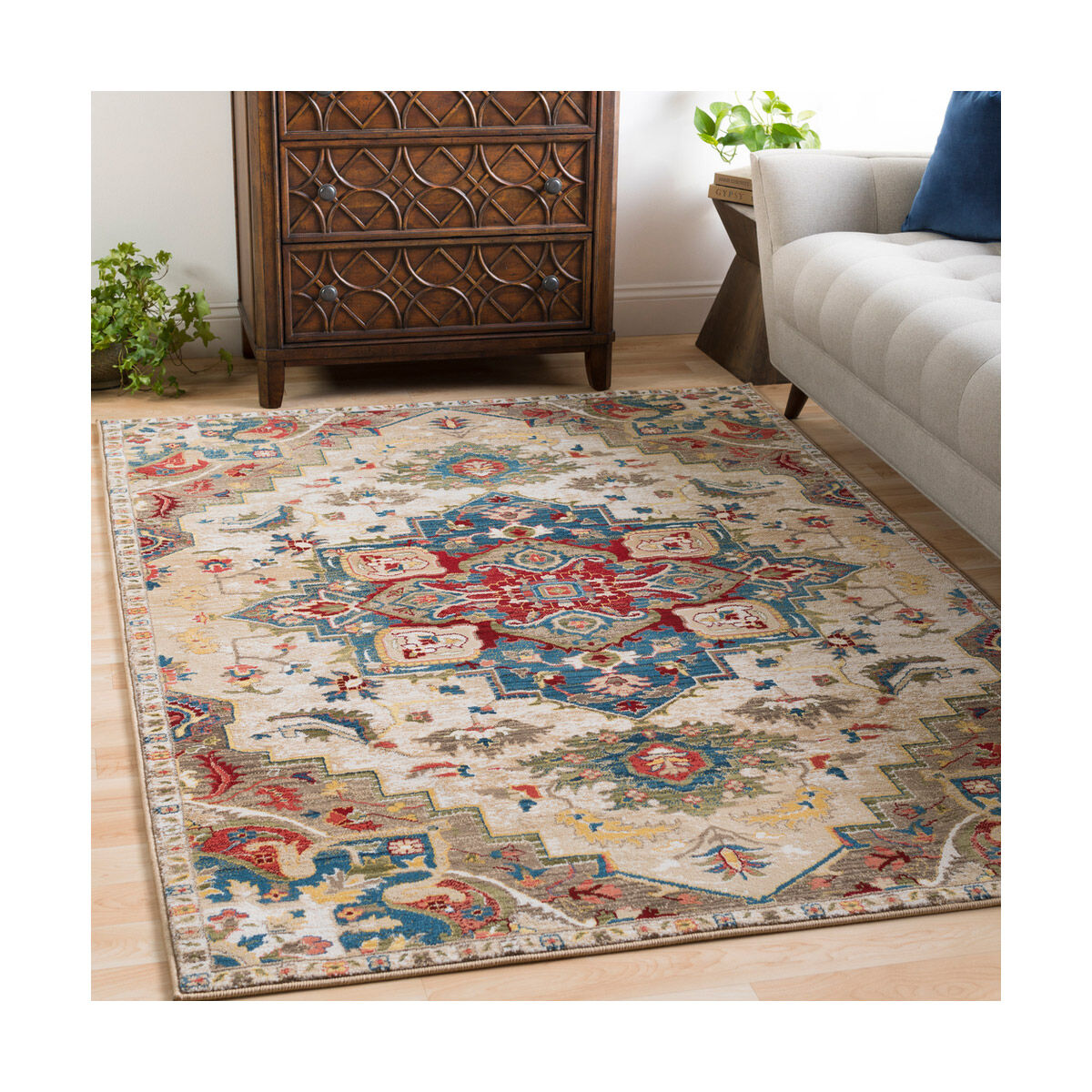 Hannibal 89 X 61 inch Navy/White/Khaki/Camel/Burnt Orange/Dark Red/Olive Rugs, Rectangle