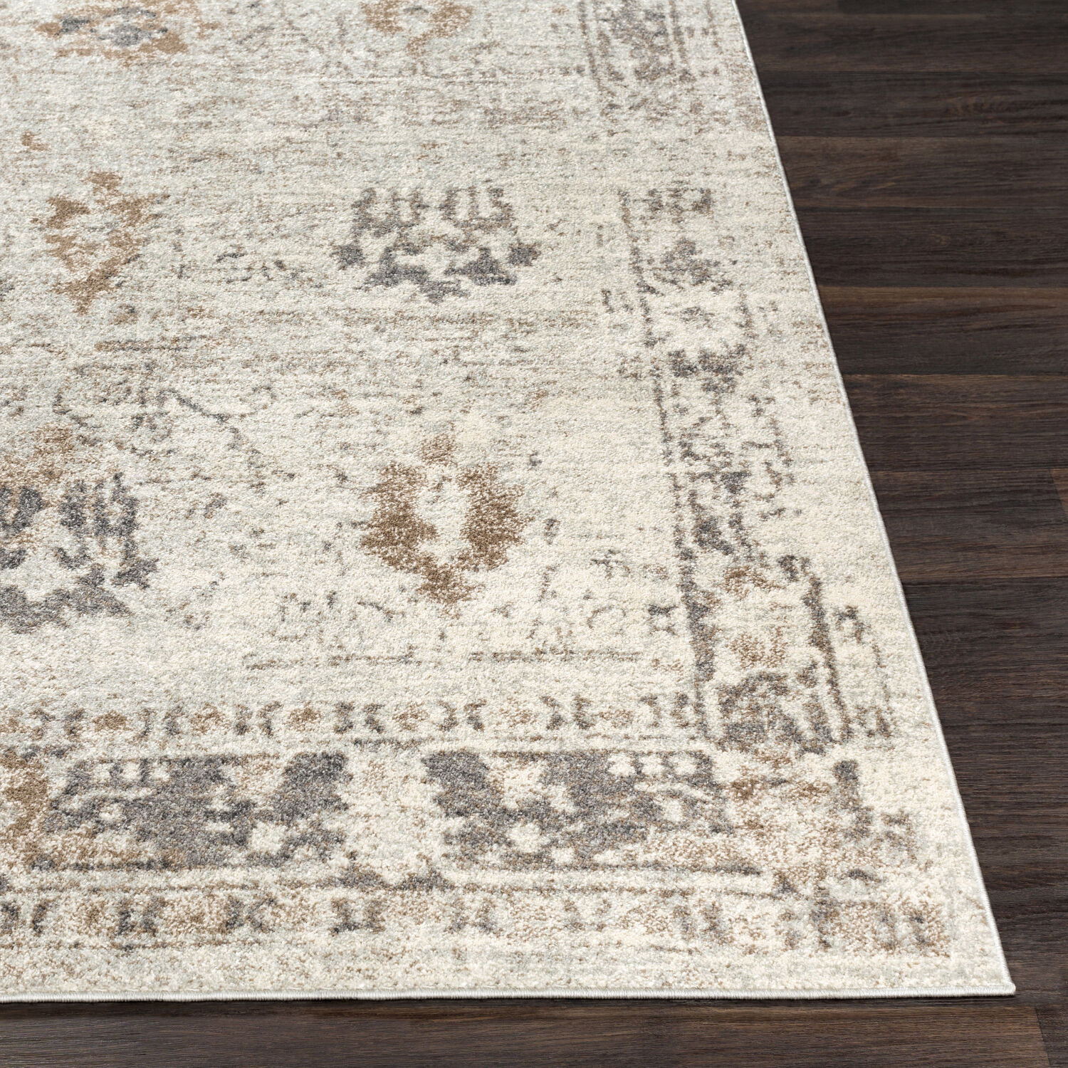 Kendrick 36 X 24 inch Medium Gray/Charcoal/Dark Brown/Camel/Ivory Rugs, Rectangle