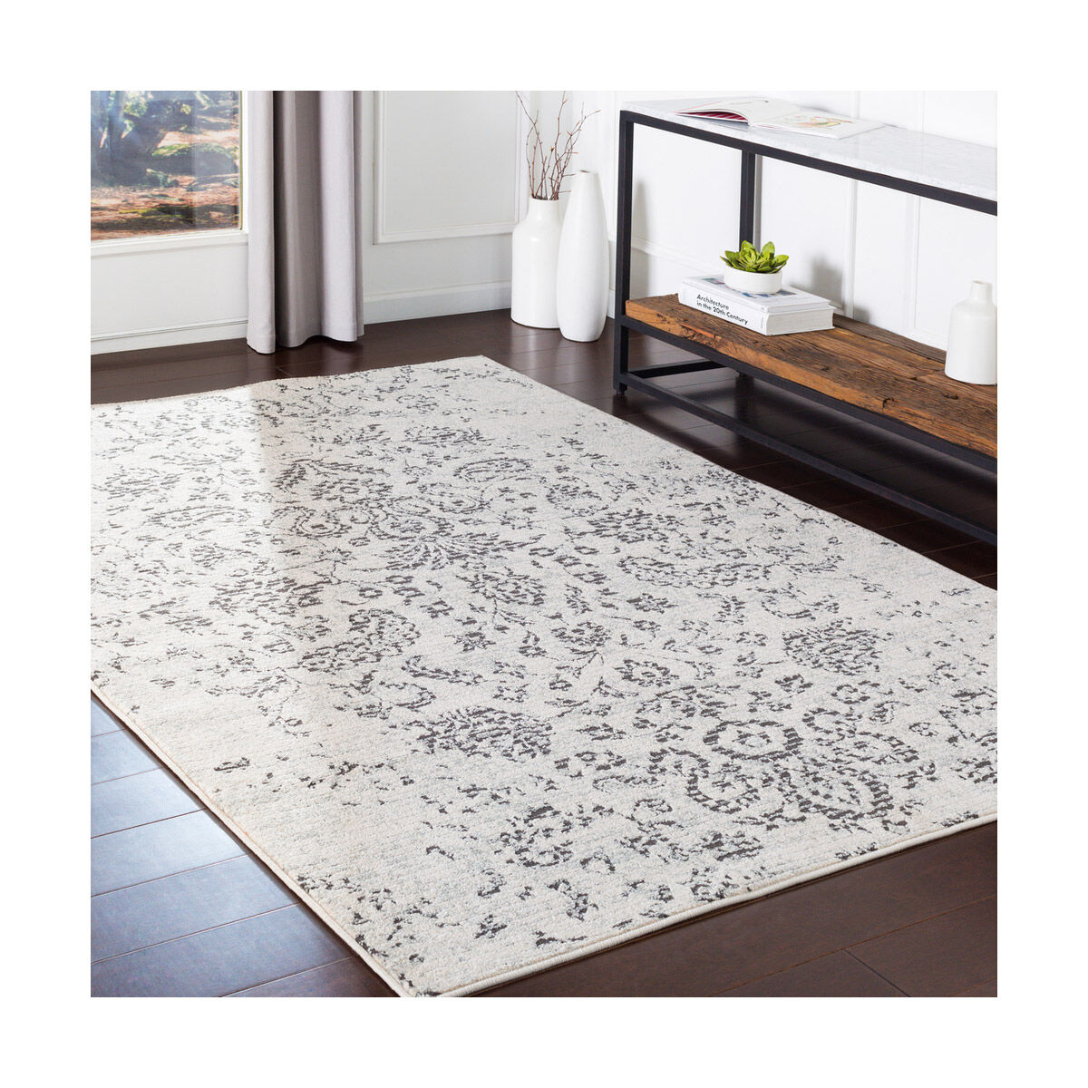 Aqualina 87 X 63 inch Taupe/Beige/Charcoal Rugs, Rectangle