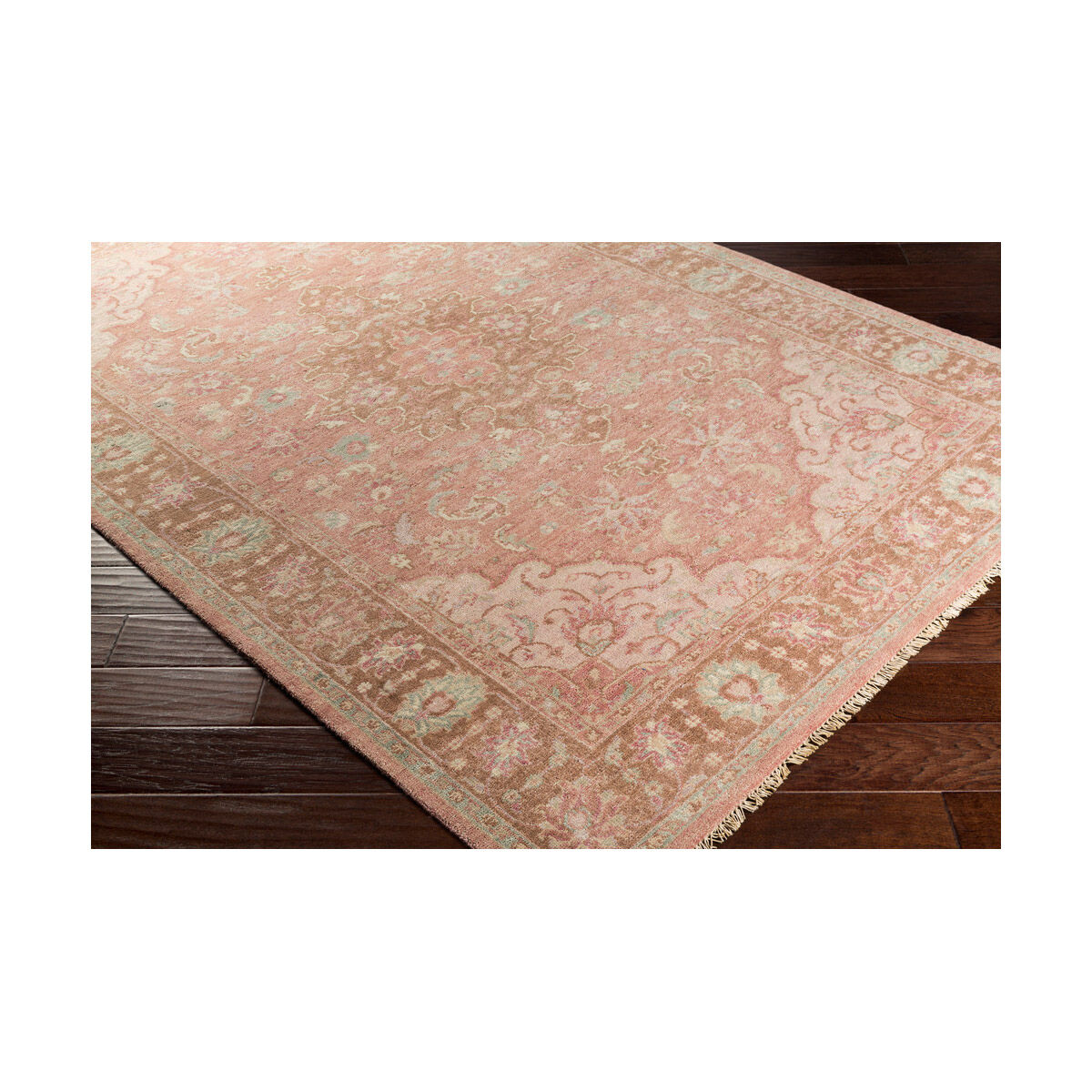 Vesta 102 X 66 inch Rose/Bright Pink/Sage/Camel/Cream Rugs, Wool