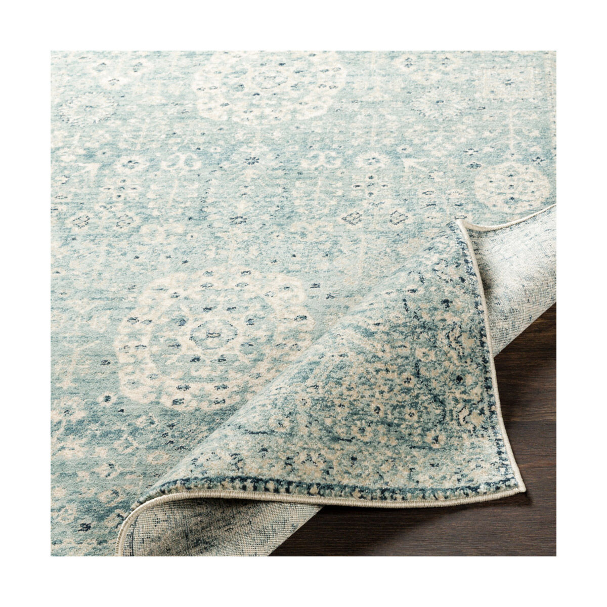 Isaac 59 X 31 inch Medium Gray/Ivory/Teal/Navy Rugs, Rectangle