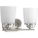 Leopolda 2 Light 14.13 inch Brushed Nickel Bath Vanity Wall Light, Design Series