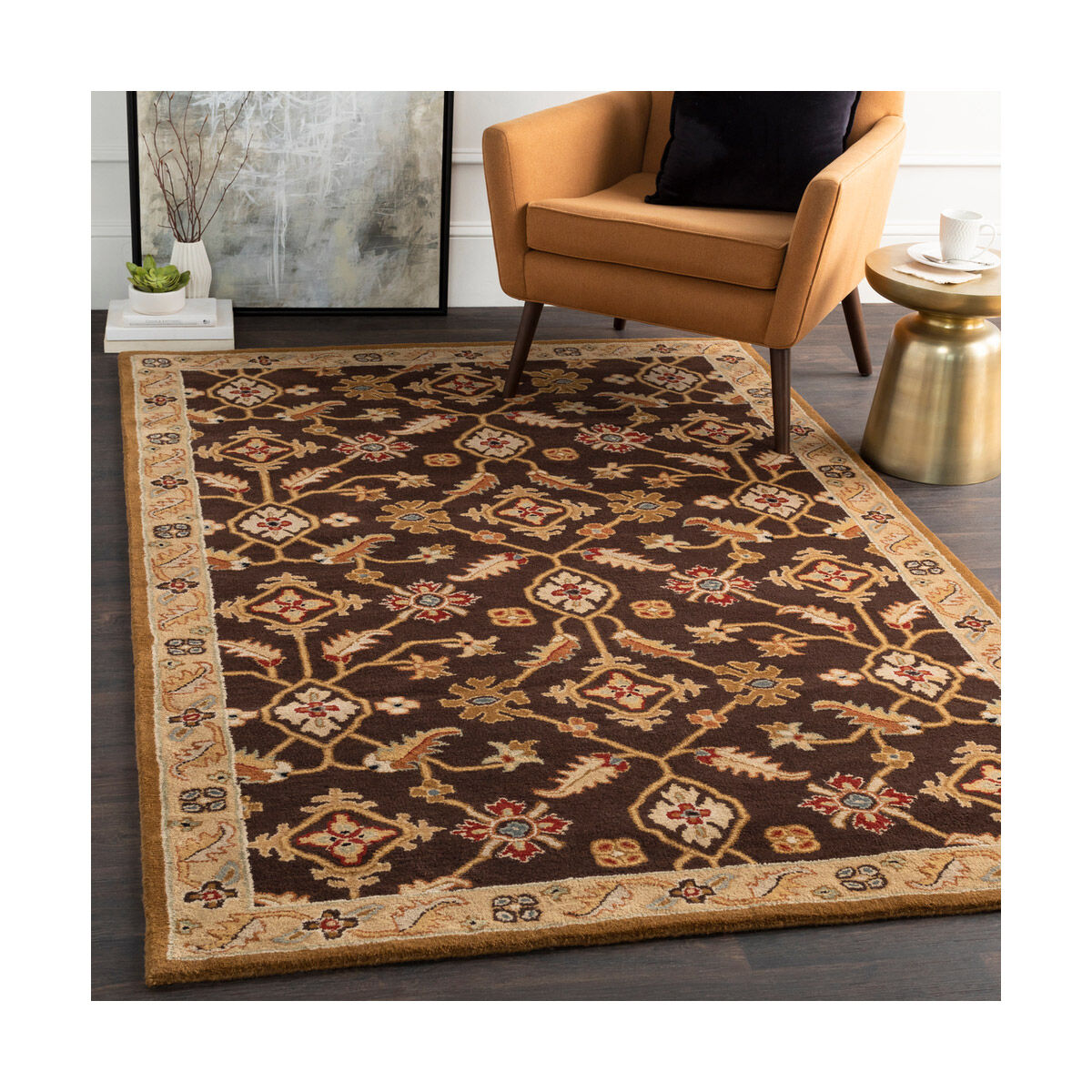 Edda 72 X 48 inch Dark Brown/Camel/Wheat/Khaki/Medium Gray/Rust Rugs, Wool
