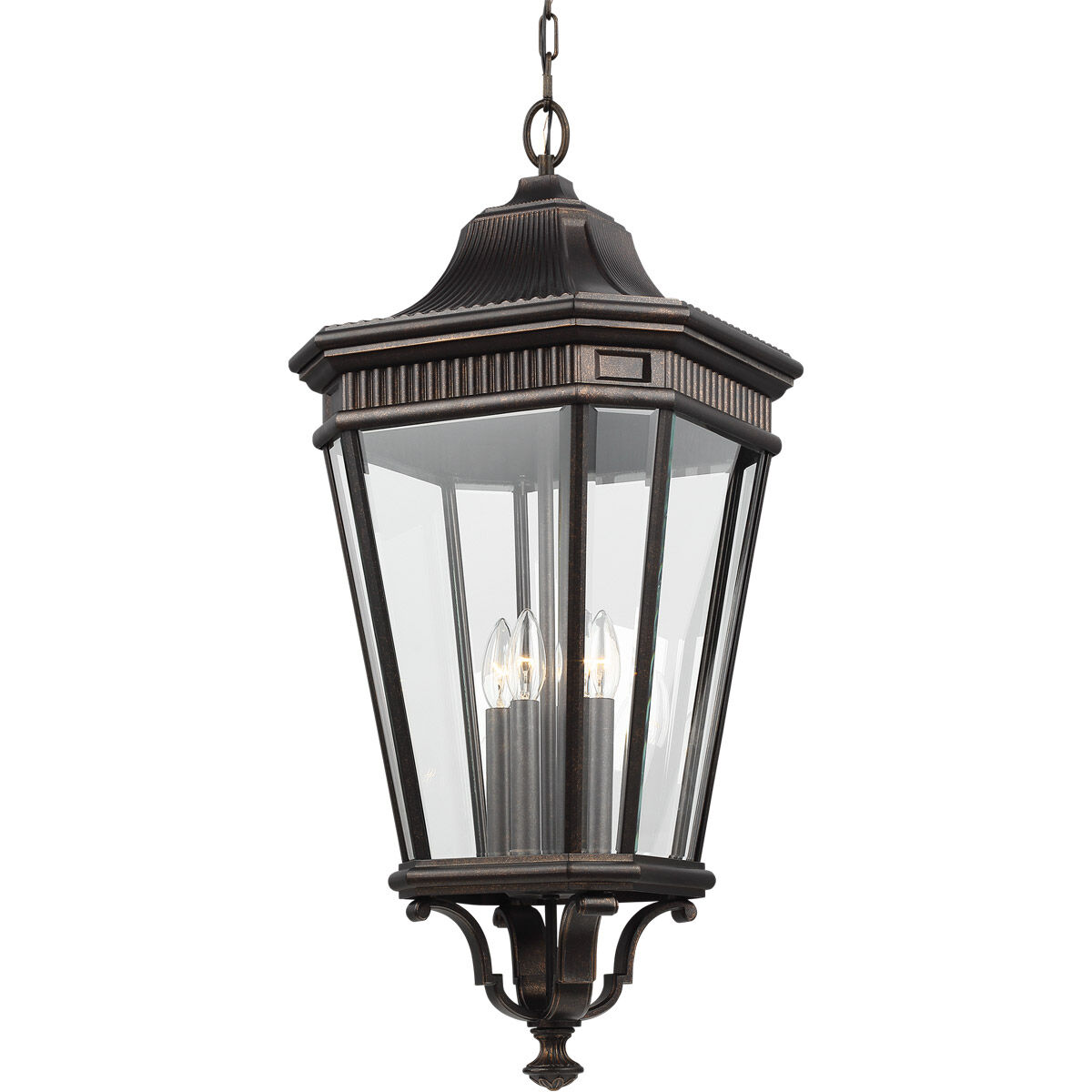 Quade 13.63 inch Grecian Bronze Outdoor Hanging Lantern