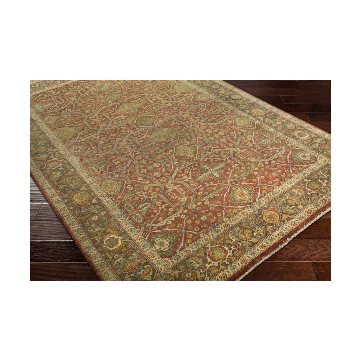 June 36 X 24 inch Clay/Dark Brown/Butter/Lime/Sky Blue Rugs, Wool and Cotton