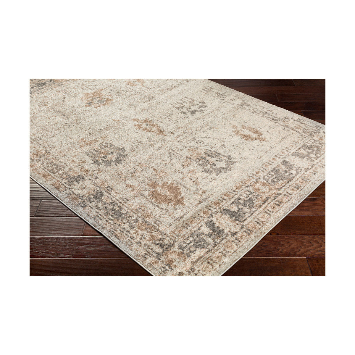 Kendrick 87 X 63 inch Medium Gray/Charcoal/Dark Brown/Camel/Ivory Rugs, Rectangle