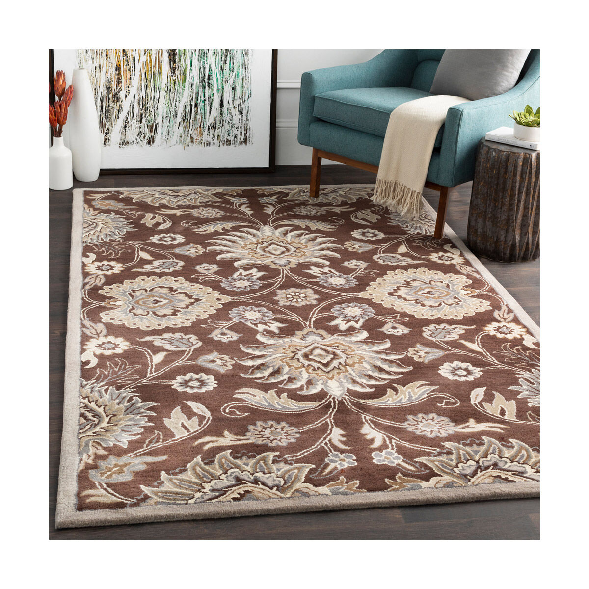 Edda 48 X 48 inch Dark Brown/Taupe/Khaki/Medium Gray/Charcoal Rugs, Wool