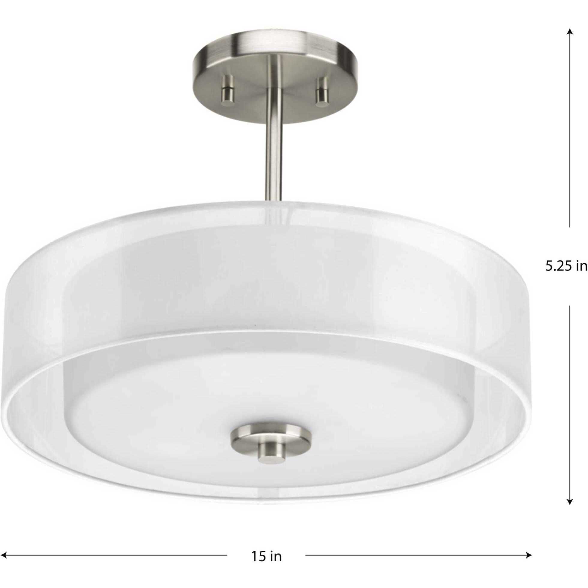 Beardsley 3 Light 15 inch Brushed Nickel Semi-Flush Mount Convertible Ceiling Light