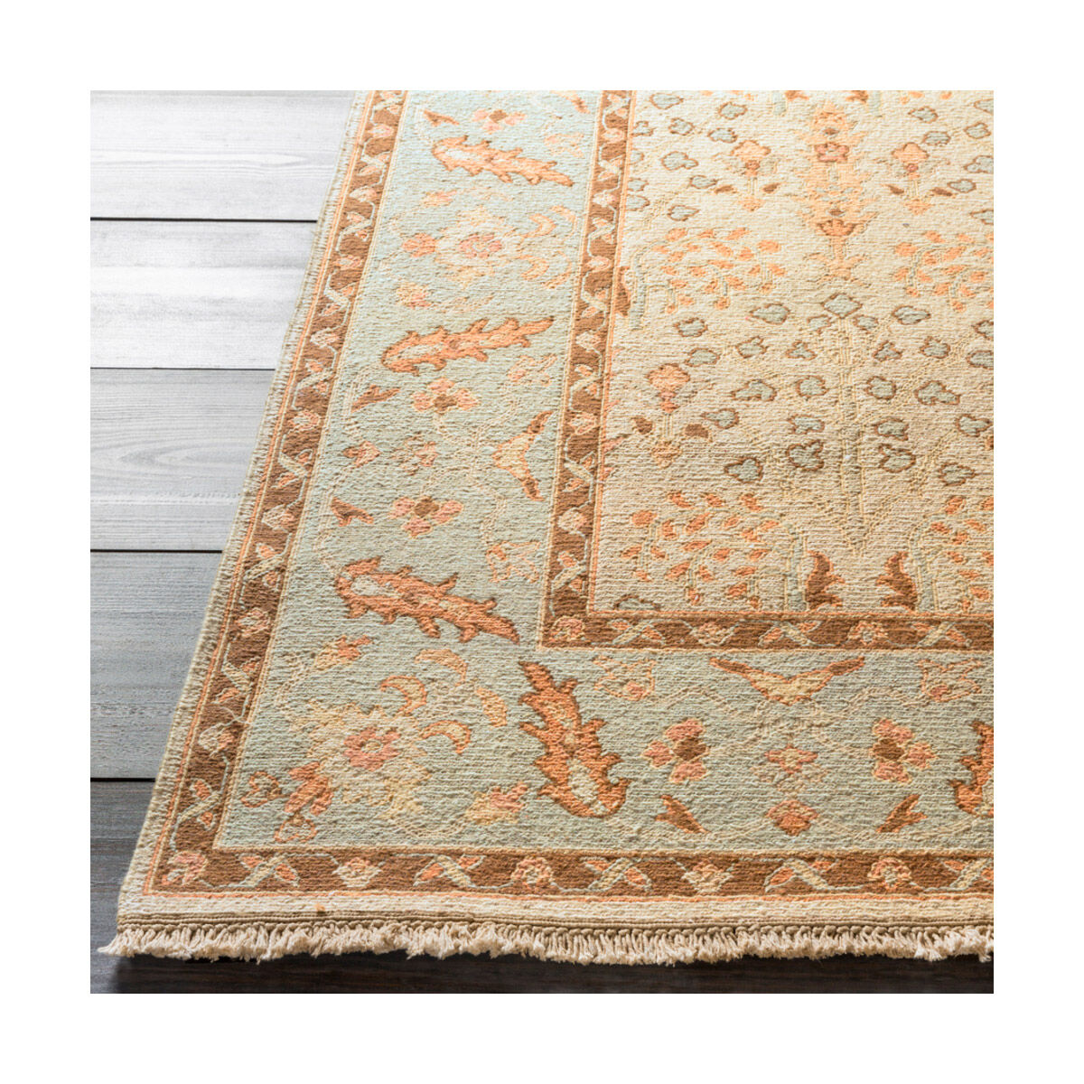 Ursan 168 X 120 inch Khaki/Aqua/Burnt Orange/Dark Brown/Medium Gray Rugs, Wool