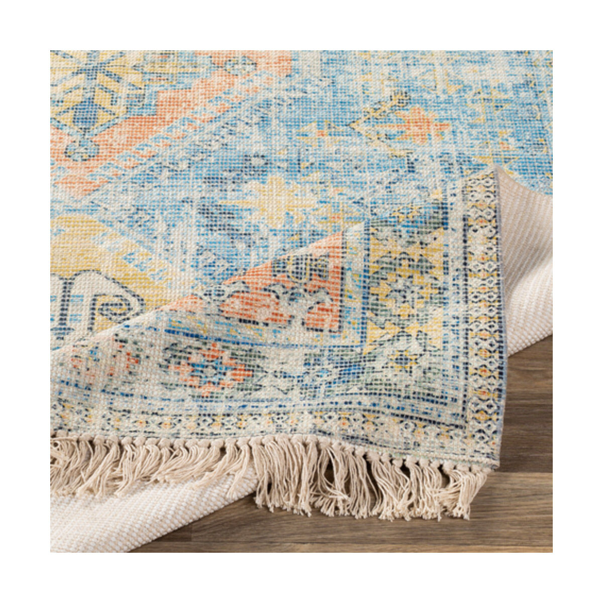 Sabene 48 X 27 inch Sky Blue/Burnt Orange/Lime/Navy/Dark Green/White Rugs