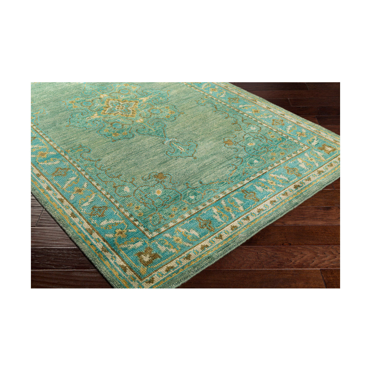 Loren 132 X 96 inch Emerald/Teal/Grass Green/Bright Yellow Rugs, Wool