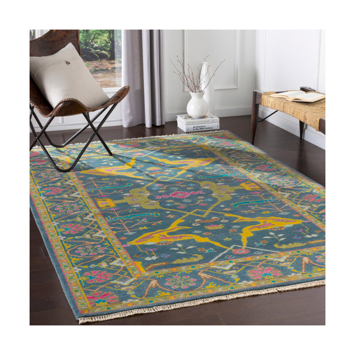 Kinsey 132 X 96 inch Navy/Mustard/Olive/Bright Pink/Dark Brown/Aqua Rugs, Rectangle